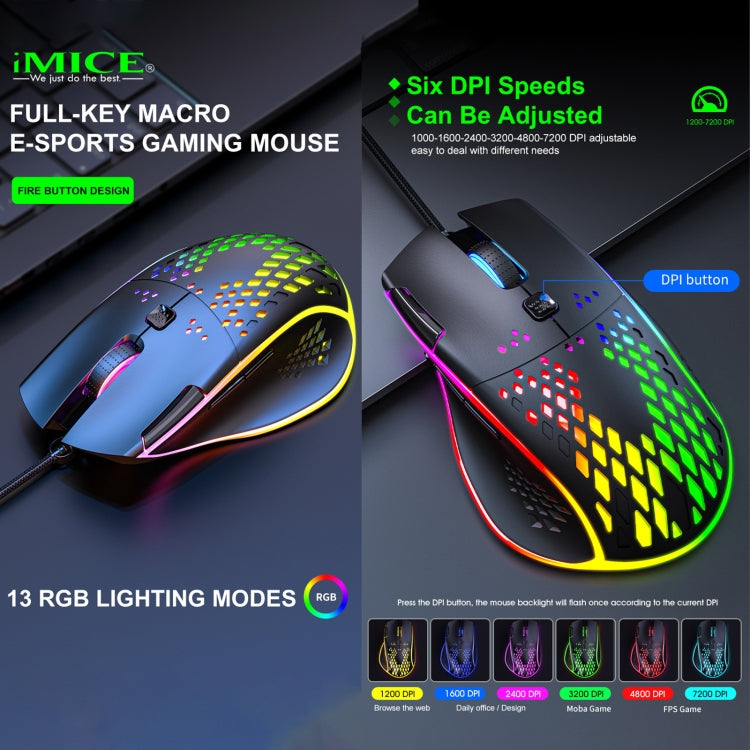 iMICE T97 Gaming Mouse RGB LED Light USB 7 Buttons 7200 DPI Wired Gaming Mouse (Black) - Wired Mice by iMICE | Online Shopping UK | buy2fix
