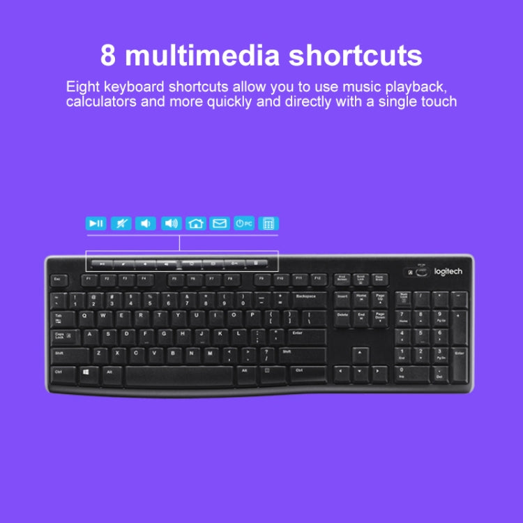Logitech MK270 2.4GHz Wireless Keyboard + Mouse Set(Black) - Wireless Keyboard by Logitech | Online Shopping UK | buy2fix
