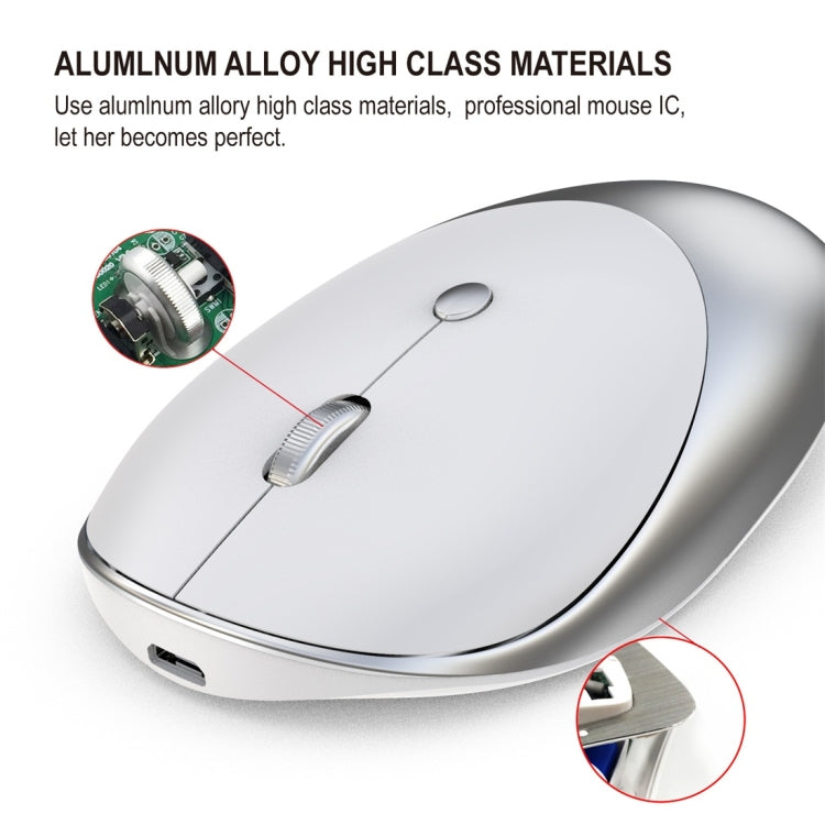 HXSJ T36 2.4G Bluetooth 5.0+3.0 Three-mode Silent Design Wireless Bluetooth Mouse (Silver) - Wireless Mice by HXSJ | Online Shopping UK | buy2fix