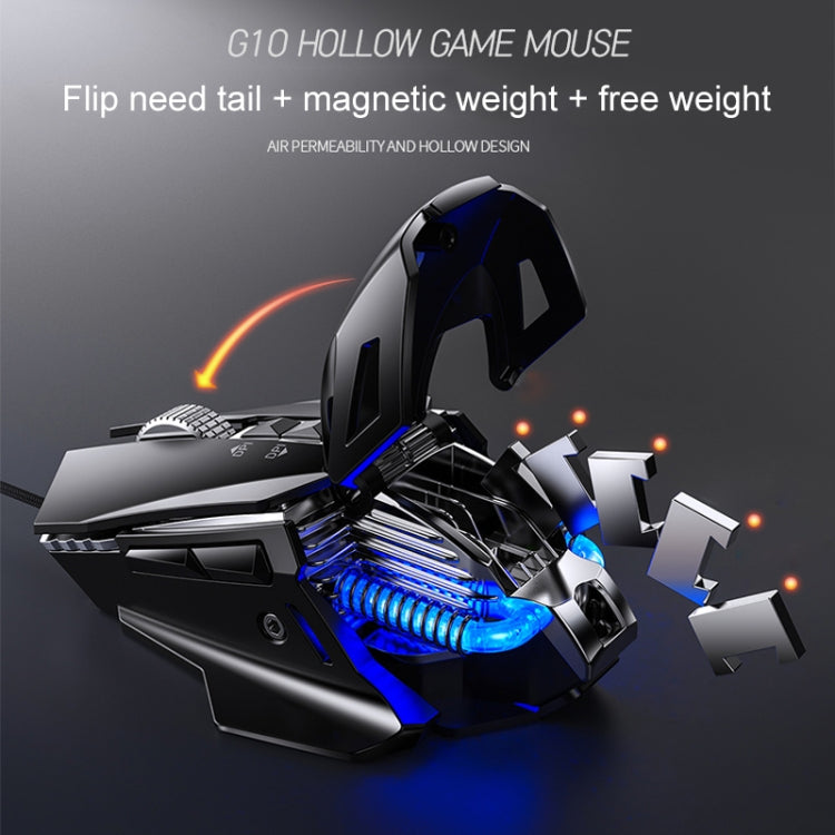 YINDIAO G10 7200DPI 7-modes Adjustable 7-keys RGB Light Wired Metal Mechanical Hard Core Macro Mouse, Style: Audio Version(Silver) - Wired Mice by YINDIAO | Online Shopping UK | buy2fix