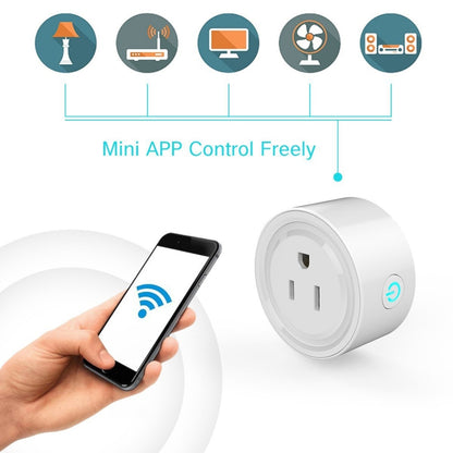 10A Round Shape WiFi Mini Plug APP Remote Control Timing Smart Socket Works with Alexa & Google Home, AC 100-240V, US Plug - Consumer Electronics by buy2fix | Online Shopping UK | buy2fix