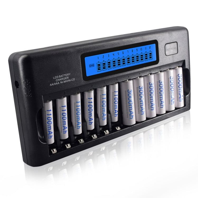 100-240V 12 Slot Battery Charger for AA / AAA / NI-MH / NI-CD Battery, with LCD Display, US Plug - Consumer Electronics by buy2fix | Online Shopping UK | buy2fix