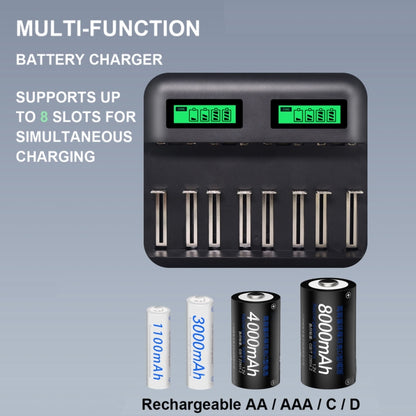 5V 2A USB 8 Slot Battery Charger for AA & AAA & C / D Battery, with LCD Display - Consumer Electronics by buy2fix | Online Shopping UK | buy2fix