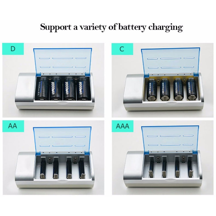 AC 100-240V 4 Slot Battery Charger for AA & AAA & C / D Size Battery, EU Plug - Consumer Electronics by buy2fix | Online Shopping UK | buy2fix