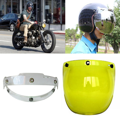 Soman Motorcycle Bubble Visor Open Face Helmet Visor Helmet Windshield Shield with Transparent Frame(Yellow) - Helmets by SOMAN | Online Shopping UK | buy2fix