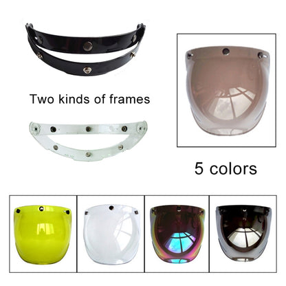 Soman Motorcycle Bubble Visor Open Face Helmet Visor Helmet Windshield Shield with Transparent Frame(Yellow) - Helmets by SOMAN | Online Shopping UK | buy2fix