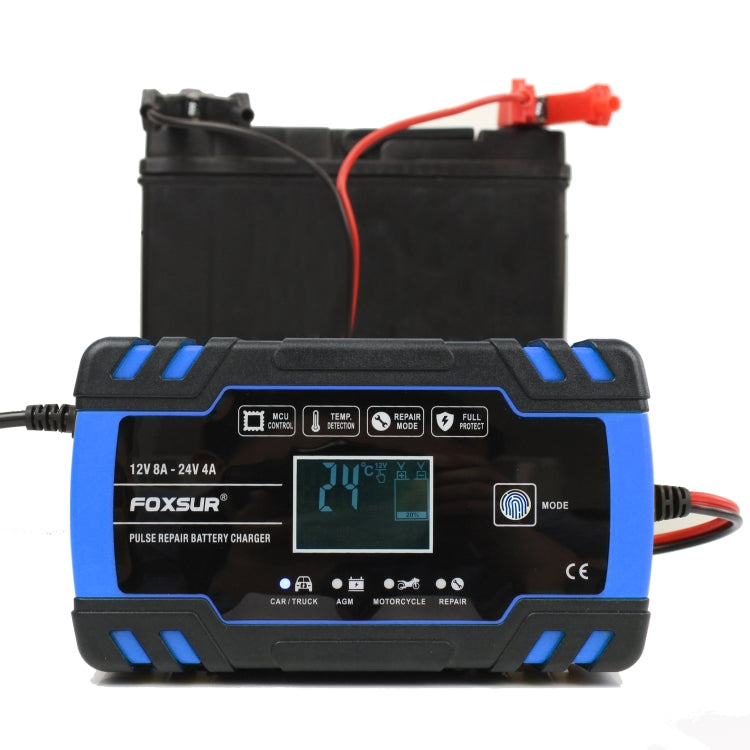 FOXSUR 12V-24V Car Motorcycle Truck Repair Battery Charger AGM Charger, US Plug (Blue) - Battery Charger by FOXSUR | Online Shopping UK | buy2fix