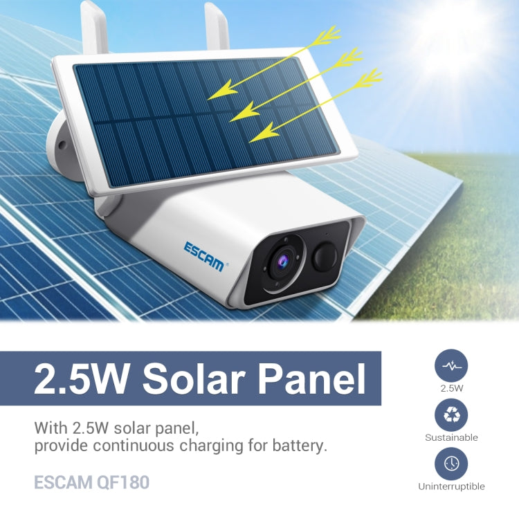 ESCAM QF180 H.265 3MP Solar Wifi IP Camera, Without Battery(White) - Security by ESCAM | Online Shopping UK | buy2fix