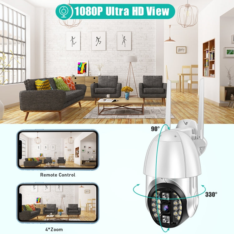 QX33 1080P Panoramic PTZ 360 Degree Rotating WIFI Camera, Support Day and Night Full Color & Two-way Voice Intercom & Motion Detection Alarm & Video Playback & 64GB TF Card, AU Plug - Security by buy2fix | Online Shopping UK | buy2fix