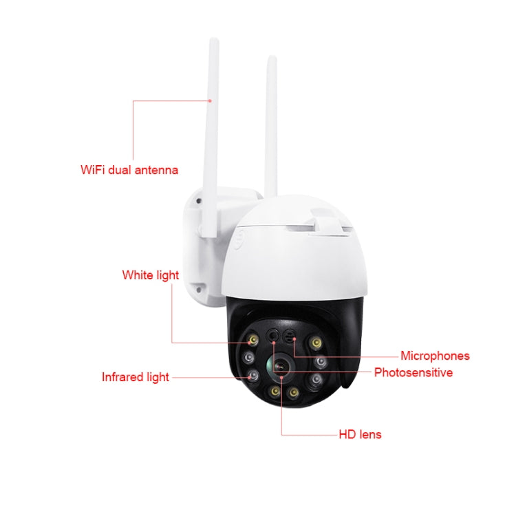 QX36 1080P 3.0MP 3.6mm Lens IP65 Waterproof PTZ 360 Degree Rotating WIFI Camera, Support Day and Night Full Color & Two-way Voice Intercom & Motion Humanoid Detection & Video Playback & 128GB TF Card, EU Plug - Security by buy2fix | Online Shopping UK | buy2fix