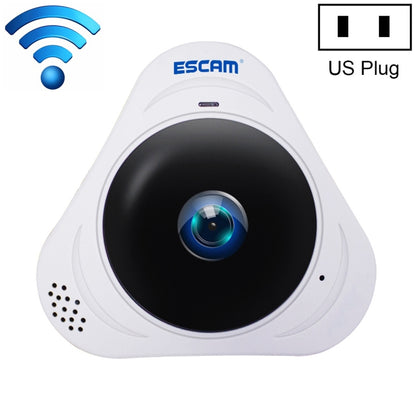 ESCAM Q8 960P 360 Degrees Fisheye Lens 1.3MP WiFi IP Camera, Support Motion Detection / Night Vision, IR Distance: 5-10m, US Plug(White) - 360 Degree Camera by ESCAM | Online Shopping UK | buy2fix