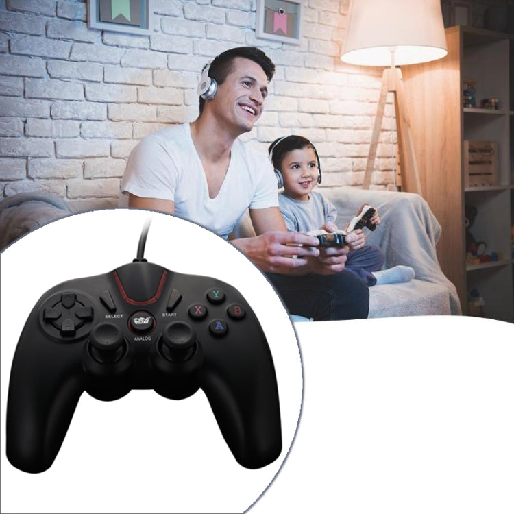 Wired Game Controller Gamepad Handle for PS3 / Compute(Black) - Gamepads by buy2fix | Online Shopping UK | buy2fix