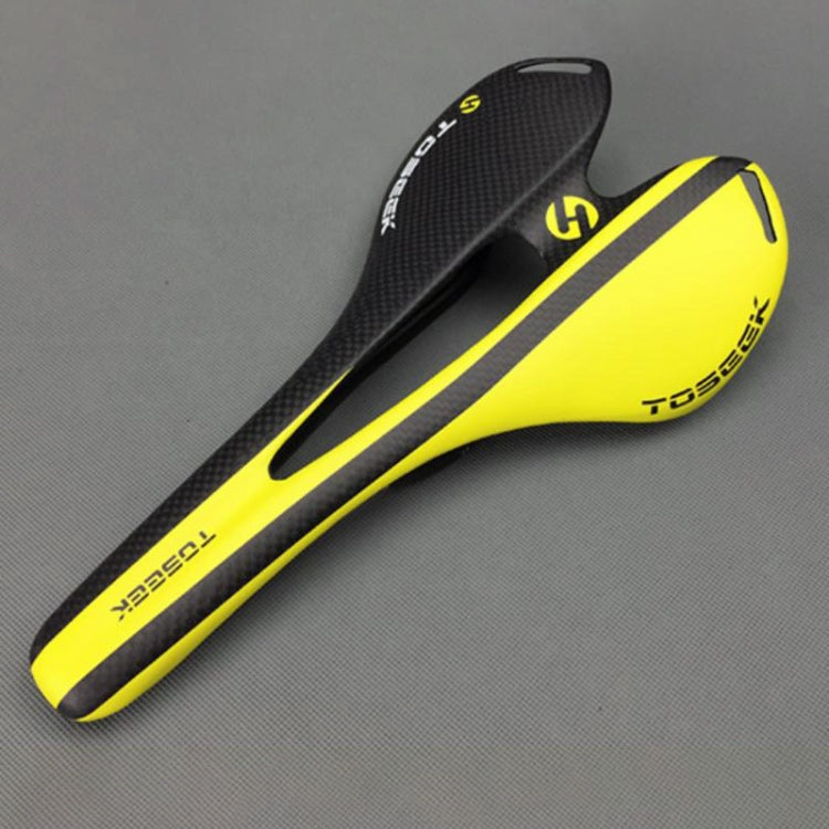 TOSEEK Road Bike Carbon Fiber Seat Bicycle Hollow Seat Saddle, 3K Texture + Extinction(Yellow) - Bicycle Saddle by TOSEEK | Online Shopping UK | buy2fix