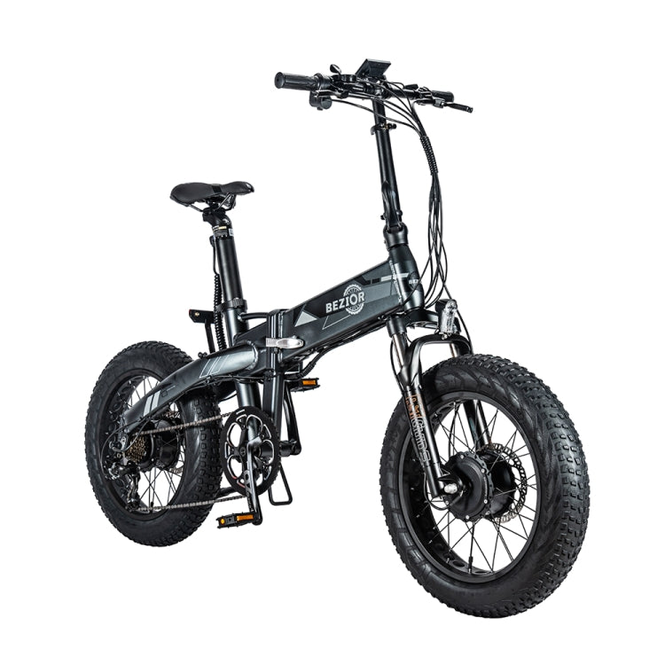 [EU Warehouse] BEZIOR XF005 500W 36V / 16Ah Dual Motor Folding Electric Bicycle with 20 inch Tires, EU Plug(Grey) - Electric Bicycles by BEZIOR | Online Shopping UK | buy2fix