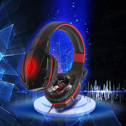 KOTION EACH G4000 Stereo Gaming Headphone Headset Headband with Mic Volume Control LED Light for PC Gamer,Cable Length: About 2.2m(Red + Black) - Multimedia Headset by KOTION EACH | Online Shopping UK | buy2fix