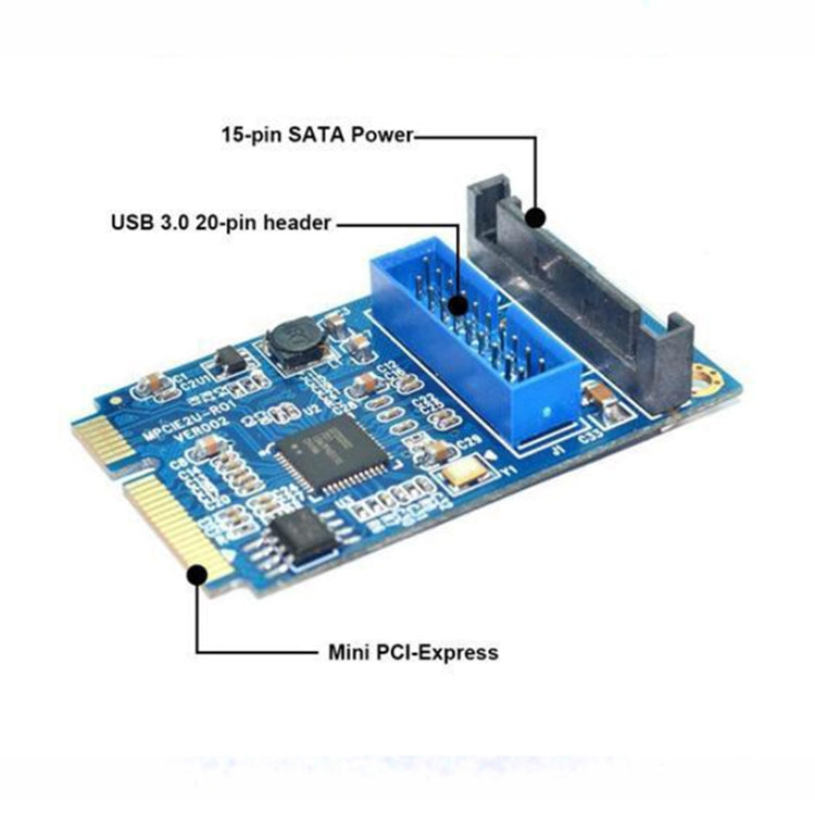 MINI PCI-E to USB 3.0 Front 19 Pin Desktop PC Expansion Card (Blue) -  by buy2fix | Online Shopping UK | buy2fix