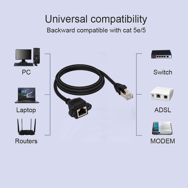 RJ45 Female to Male CAT6E Network Panel Mount Screw Lock Extension Cable, Length: 2m -  by buy2fix | Online Shopping UK | buy2fix