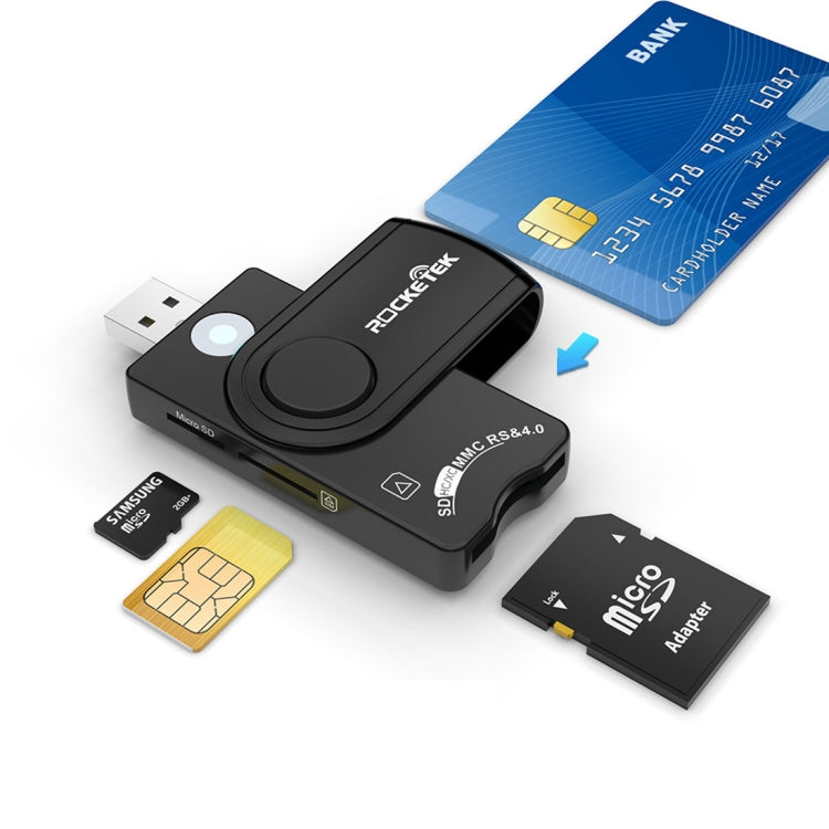 ROCKETEK CR310 USB 3.0 + TF Card + SD Card + SIM Card + Smart Card Multi-function Card Reader -  by ROCKETEK | Online Shopping UK | buy2fix