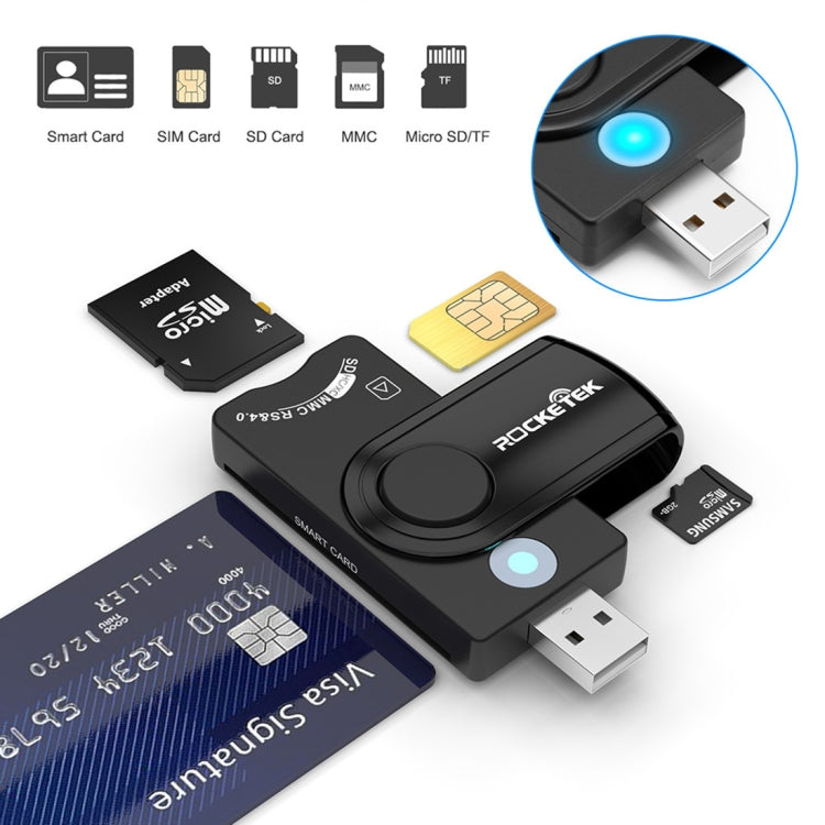 ROCKETEK CR310 USB 3.0 + TF Card + SD Card + SIM Card + Smart Card Multi-function Card Reader -  by ROCKETEK | Online Shopping UK | buy2fix