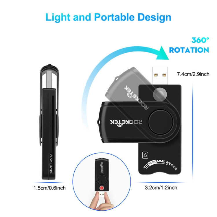 ROCKETEK CR310 USB 3.0 + TF Card + SD Card + SIM Card + Smart Card Multi-function Card Reader -  by ROCKETEK | Online Shopping UK | buy2fix