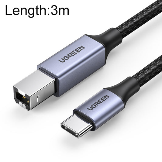 Ugreen Type-C / USB-C to Type-B Printer Nylon Braid Connect Data Cable, Length: 3m - USB Cable by UGREEN | Online Shopping UK | buy2fix
