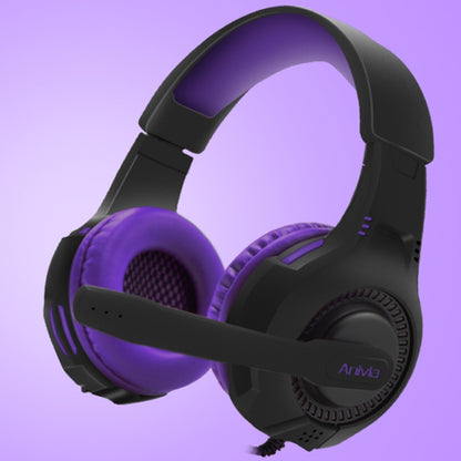 SADES AH-68 3.5mm Plug Wire-controlled E-sports Gaming Headset with Retractable Microphone, Cable Length: 2m(Black purple) - Multimedia Headset by SADES | Online Shopping UK | buy2fix