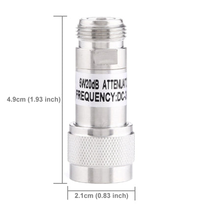 5W 20dBi N Female to N Male DC-13GHz Frequency Gain Attenuator(Silver) - Connectors by buy2fix | Online Shopping UK | buy2fix