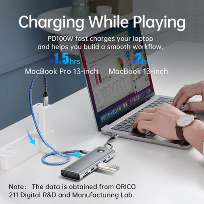 ORICO PW11-8PM Type-C / USB-C 8-in-1 5Gbps Multifunction Docking Station Card Reader (Silver) - Computer & Networking by ORICO | Online Shopping UK | buy2fix