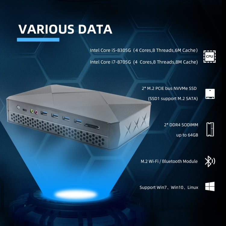 HYSTOU F9 Windows 10 / Linux System Gaming Mini PC, Intel Core i7-8705G 4 Core 8M Cache up to 4.20GHz, 32GB RAM+ 1TB SSD, US Plug - Windows Mini PCs by HYSTOU | Online Shopping UK | buy2fix