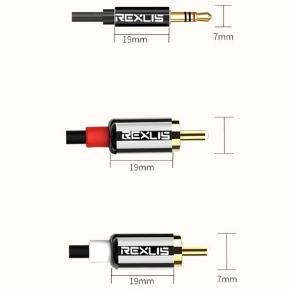 REXLIS 3635 3.5mm Male to Dual RCA Gold-plated Plug Black Cotton Braided Audio Cable for RCA Input Interface Active Speaker, Length: 5m - RCA Cable by REXLIS | Online Shopping UK | buy2fix