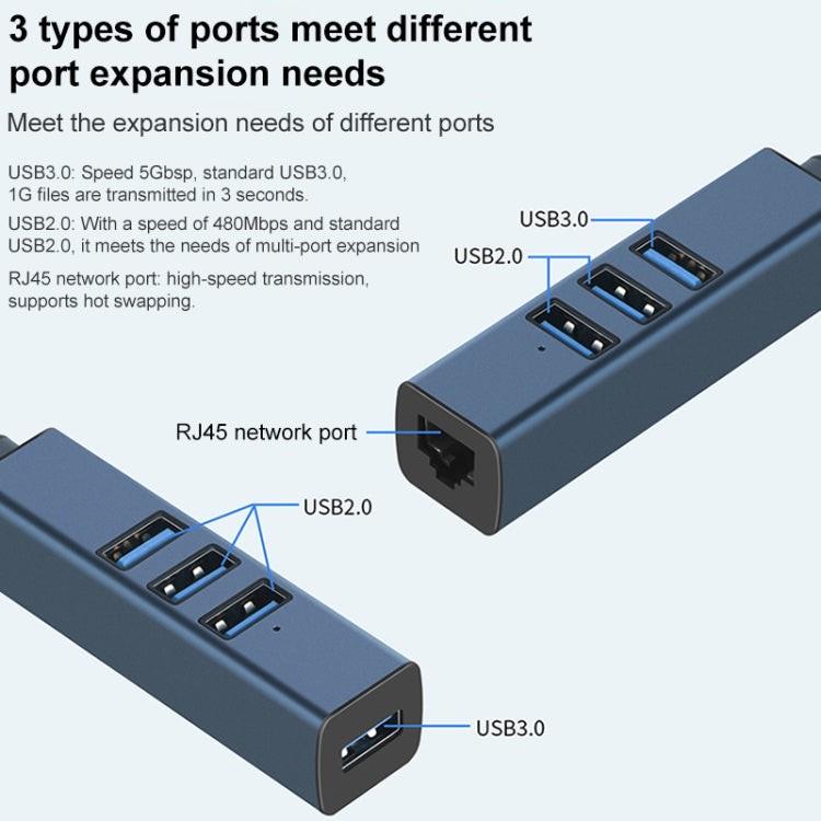 RDS 6307-2 USB to USB3.0 + Triple USB2.0 4 in 1 HUB Adapter - USB 3.0 HUB by buy2fix | Online Shopping UK | buy2fix