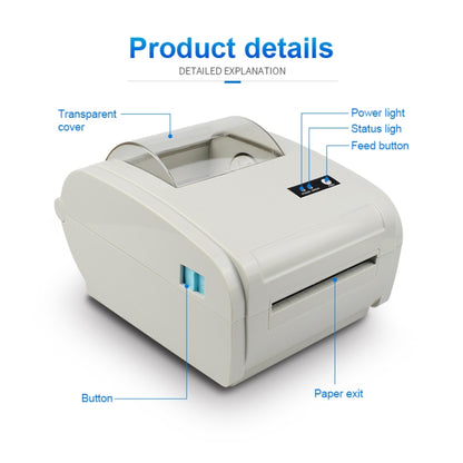 POS-9210 110mm USB POS Receipt Thermal Printer Express Delivery Barcode Label Printer, US Plug(White) - Consumer Electronics by buy2fix | Online Shopping UK | buy2fix