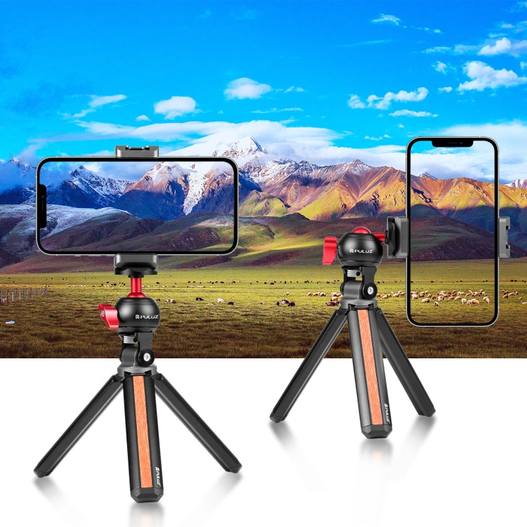 PULUZ Inlaid Wood Desktop Vlogging Live Tripod Holder with Ballhead (Red) - Camera Accessories by PULUZ | Online Shopping UK | buy2fix
