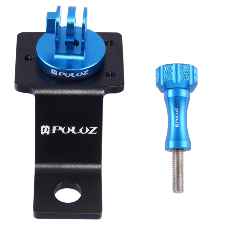 PULUZ Aluminum Alloy Motorcycle Fixed Holder Mount with Tripod Adapter & Screw for GoPro, Insta360, DJI and Other Action Cameras(Blue) - Holder by PULUZ | Online Shopping UK | buy2fix