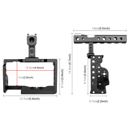 PULUZ Video Camera Cage Stabilizer with Handle for Sony A6600 / ILCE-6600(Black) - Camera Accessories by PULUZ | Online Shopping UK | buy2fix