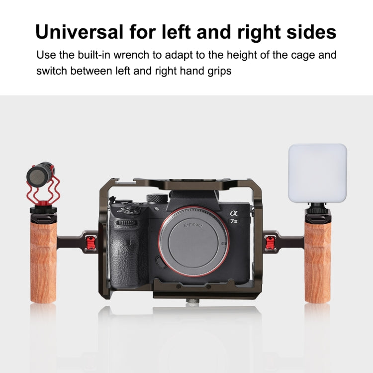 PULUZ 3/8 inch Screw Universal Camera Wooden Side Handle with Cold Shoe Mount for Camera Cage Stabilizer(Bronze) - Camera Accessories by PULUZ | Online Shopping UK | buy2fix