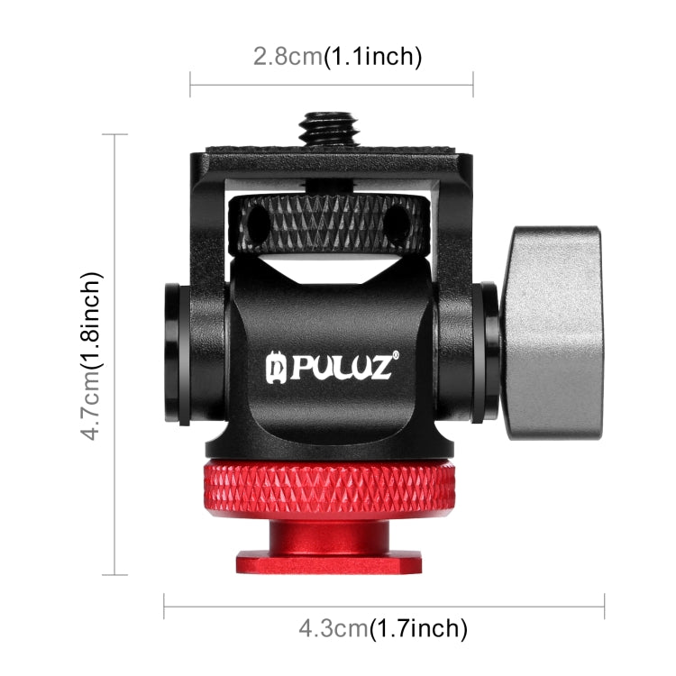 PULUZ Mini 180 Degree Swing Tripod Ball Head Cold Shoe Mount Adapter(Red) - Camera Accessories by PULUZ | Online Shopping UK | buy2fix