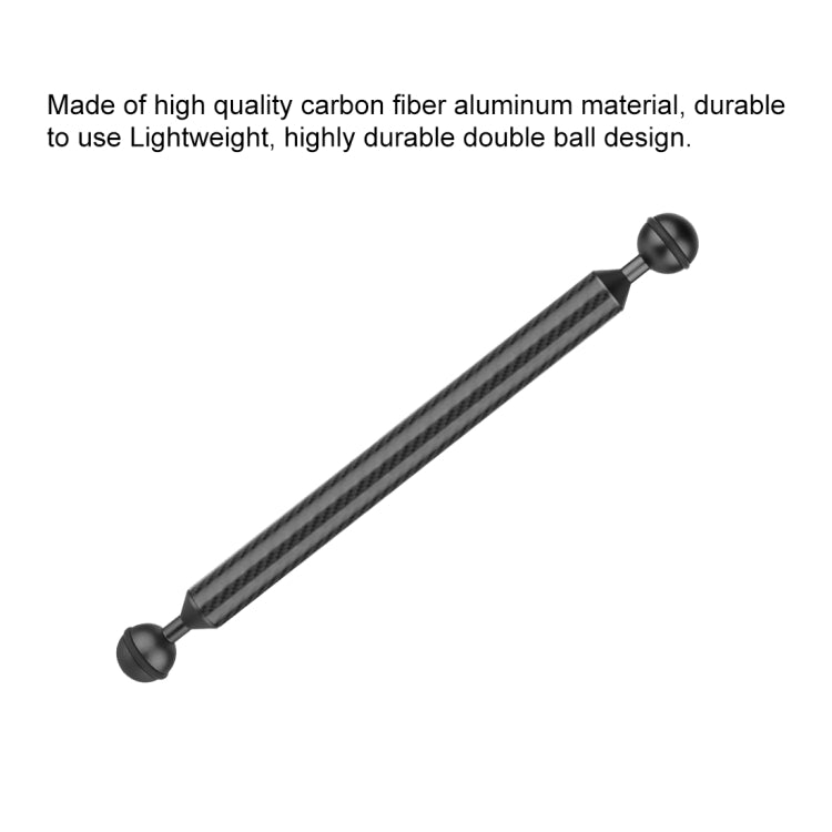 PULUZ 11 inch 28cm Length 20.8mm Diameter Dual Balls Carbon Fiber Floating Arm, Ball Diameter: 25mm(Black) - Diving Accessories by PULUZ | Online Shopping UK | buy2fix