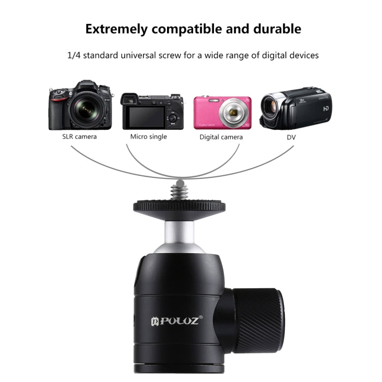 PULUZ Mini 360 Degree Panoramic 90 Degree Tilt Metal Ball Head Tripod Mount for DSLR & Digital Cameras - Tripod Heads by PULUZ | Online Shopping UK | buy2fix