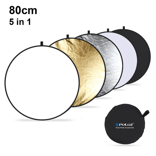 PULUZ 80cm 5 in 1 (Silver / Translucent / Gold / White / Black) Folding Photo Studio Reflector Board - Camera Accessories by PULUZ | Online Shopping UK | buy2fix