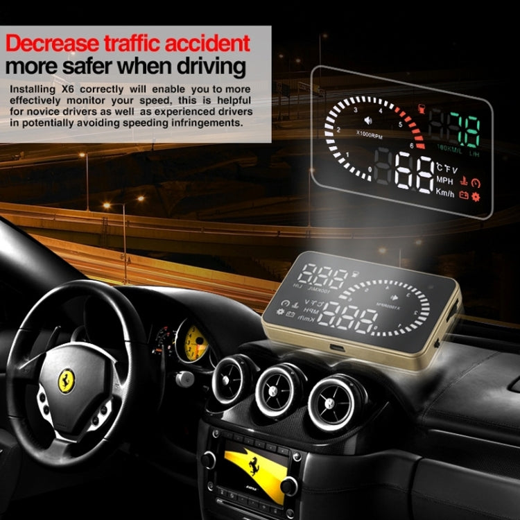 X6 3.5 inch Car OBDII / EUOBD HUD Vehicle-mounted Head Up Display Security System, Support Speed & Water Temperature & Speed Alarm & Fuel Consumption & Battery Voltage, etc. - Head Up Display System by buy2fix | Online Shopping UK | buy2fix