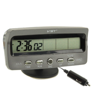 3.6 inch LCD Car Digital Thermometer with Time / Date / Week / Alarm / Car Storage Battery Voltage Display(Black) - In Car by buy2fix | Online Shopping UK | buy2fix