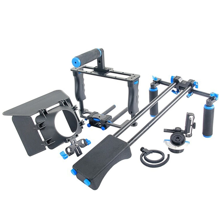 YELANGU YLG1103A-A Dual Handles Camera Shoulder Mount + Camera Cage Stabilizer Kit with Matte Box for DSLR Camera / Video Camera - Shoulder Rigs by YELANGU | Online Shopping UK | buy2fix