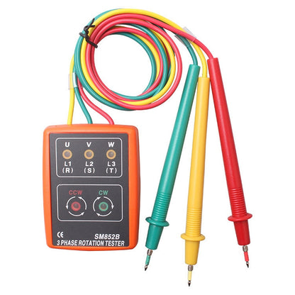 SM852B 3 Phase Rotation Tester Indicator Detector Meter(Orange) - Consumer Electronics by buy2fix | Online Shopping UK | buy2fix