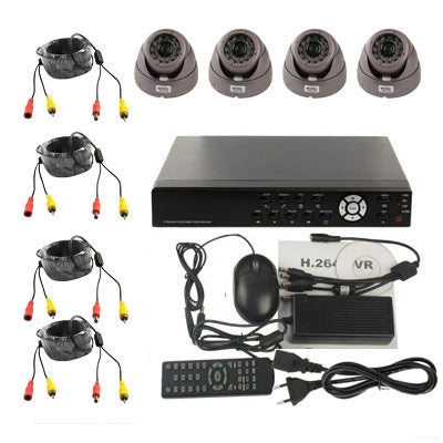 4-CH Embedded Digital Video Recorder Kit (1 / 3 Sony CCD, 420TVL, 24 x IR LED, 6mm Lens, IR Distance: 25m, H.264 (8204EV+622A) - Security by buy2fix | Online Shopping UK | buy2fix