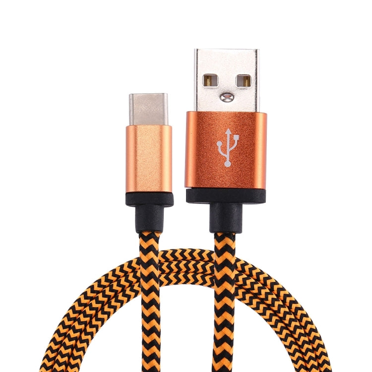 1m Woven Style USB-C / Type-C 3.1 to USB 2.0 Data Sync Charge Cable(Orange) - USB-C & Type-C Cable by buy2fix | Online Shopping UK | buy2fix