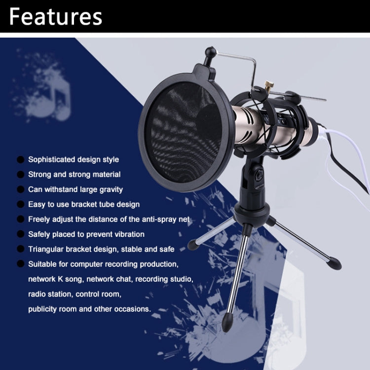 PS-5 Universal Live Broadcast Bracket Tripod Holder with Anti-spray Net & Microphone Clip & Shockproof Clip, For iPhone, Galaxy, Sony, Lenovo, HTC, Huawei, and other Smartphones - Consumer Electronics by buy2fix | Online Shopping UK | buy2fix