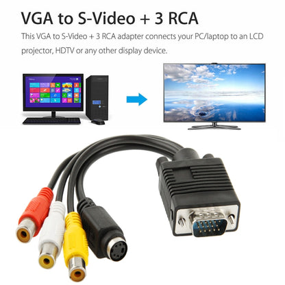 VGA to S-Video AV RCA TV Converter Cable Adapter with 2 Audio Cable - Computer & Networking by buy2fix | Online Shopping UK | buy2fix