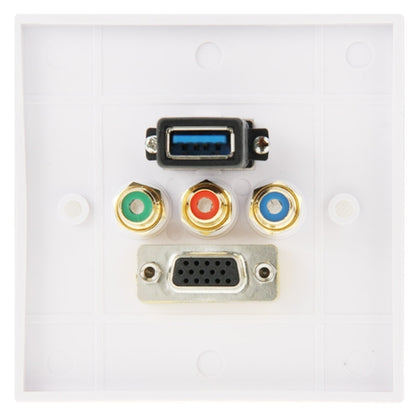 USB 3.0 Female Plug + 3 RCA Female Plugs + VGA Female Plug Wall Plate Panel - Consumer Electronics by buy2fix | Online Shopping UK | buy2fix