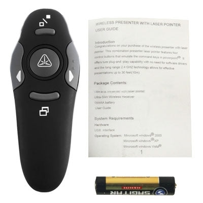 Multimedia Presenter with Laser Pointer & USB Receiver for Projector / PC / Laptop, Control Distance: 15m(Black) - Computer & Networking by buy2fix | Online Shopping UK | buy2fix